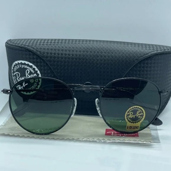 Bran New Rayban Round Rb3447 Black with Green lens 50 - Picture 4 of 6